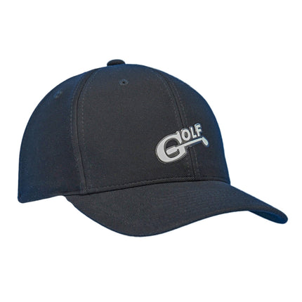 1i Golf logo 3D designed is proudly displayed on a  black Flexfit 110® Cool & Dry Mini Pique cap.