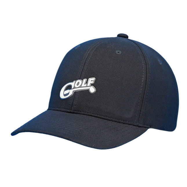 1i Golf logo 3D designed is proudly displayed on a  black Flexfit 110® Cool & Dry Mini Pique cap.